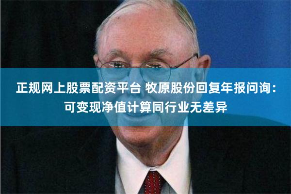 正规网上股票配资平台 牧原股份回复年报问询：可变现净值计算同行业无差异