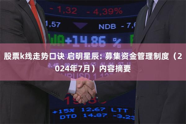 股票k线走势口诀 启明星辰: 募集资金管理制度（2024年7月）内容摘要