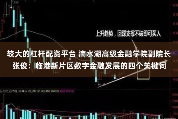 较大的杠杆配资平台 滴水湖高级金融学院副院长张俊：临港新片区数字金融发展的四个关键词